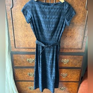 Navy blue eyelet vintage dress